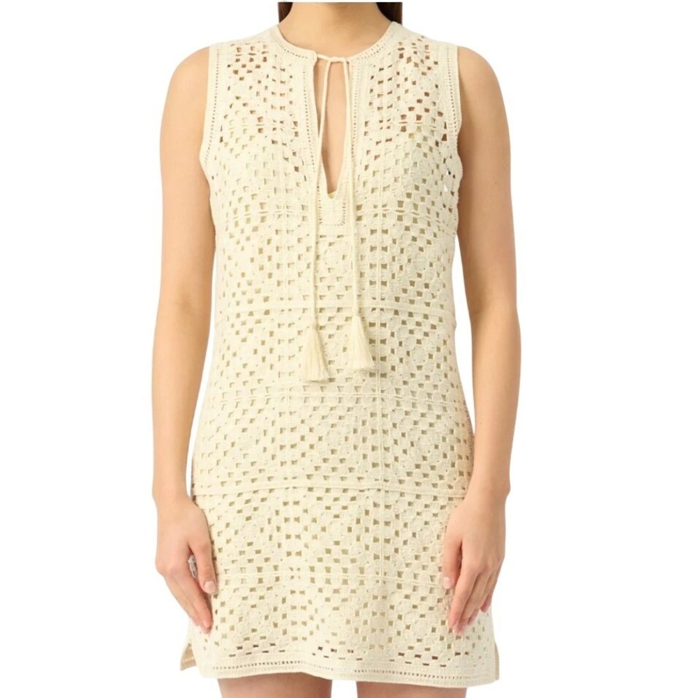 FRAME Crochet Tassle‎ Sleeveless Popover Dress